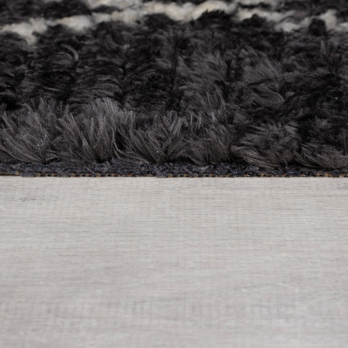 TEPPICH mit Fransen SWALE, geometrisch, Schwarz-Weiß, 120 x 170 cm - Schwarz, Textil (170/120cm) - KADIMA DESIGN