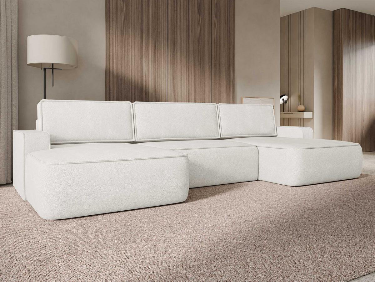 WOHNLANDSCHAFT Mono U - Creme/Schwarz, Holz/Kunststoff (364/87/168cm) - MIRJAN24