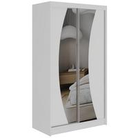 SCHWEBETÜRENSCHRANK mit Schubladen 120 - VERONA - Weiß mit Spiegel - Alufarben/Weiß, Holzwerkstoff/Metall (120/216/61cm) - MKS