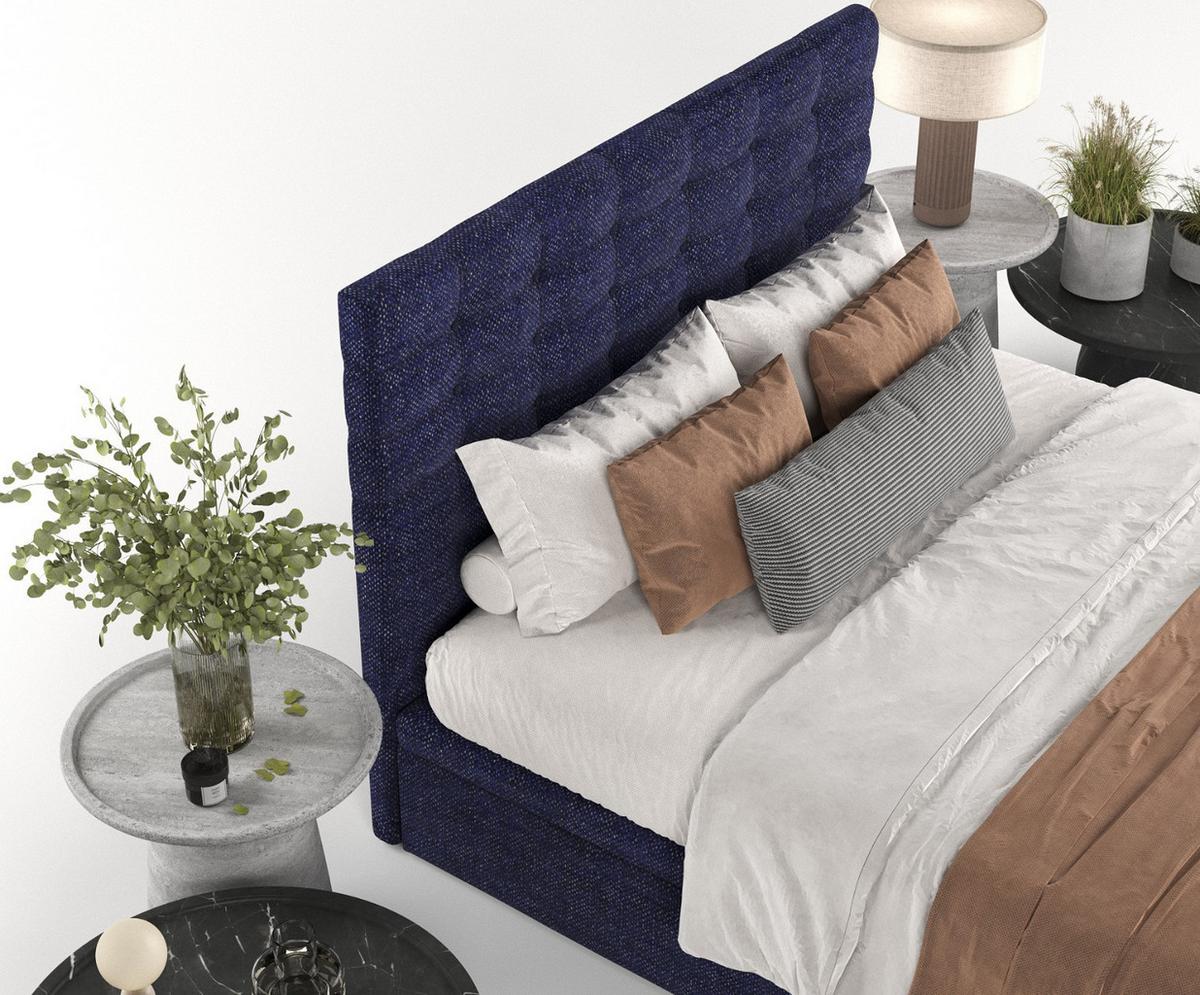 POLSTERBETT Callo mit Stauraum 120/200 cm Marineblau im Alta Stoff - Schwarz/Dunkelblau, Holz/Holzwerkstoff (120/200cm) - AltaBeds