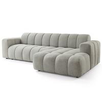 ECKSOFA SETIA Hellgrau Strukturstoff mit Schlaffunktion - Hellgrau, Holz (304/165cm) - MASSENO