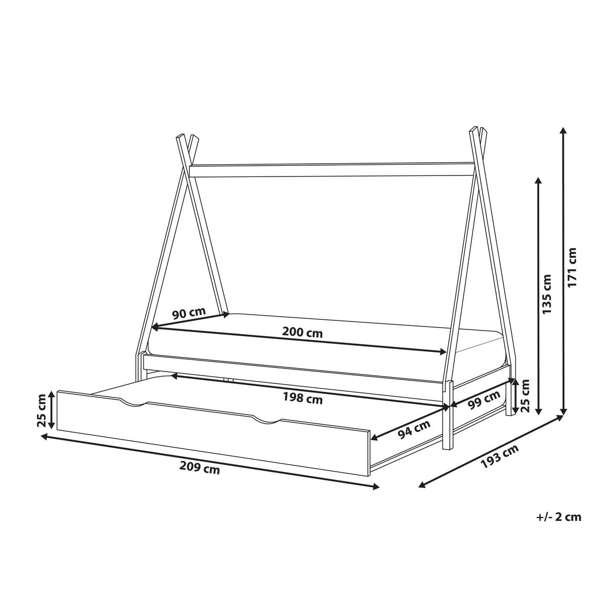 KINDERBETT 90x200 cm Grau Talmontiers - Grau, Holz (90/200cm) - Beliani