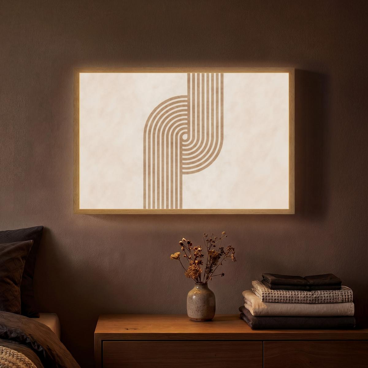 WANDLEUCHTE MIT AKKU Symmetrische Biegung - kupferfarbig 60x40 cm - Beige, Holzwerkstoff (60/40/8cm) - OnlyWow