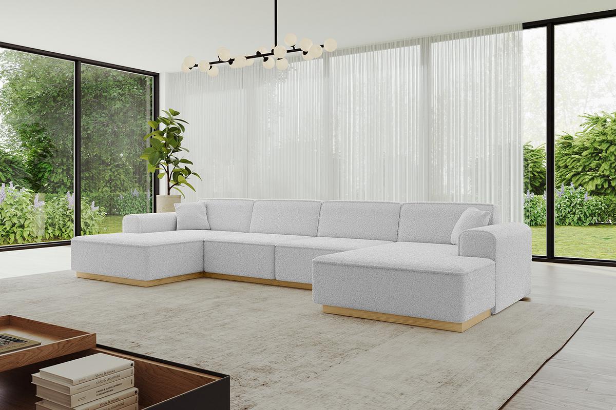 WOHNLANDSCHAFT IREA-U2-v2 - 386x165x80 cm Hellgrau - Hellgrau, Holzwerkstoff/Textil (386/80/165cm) - ALTDECOR