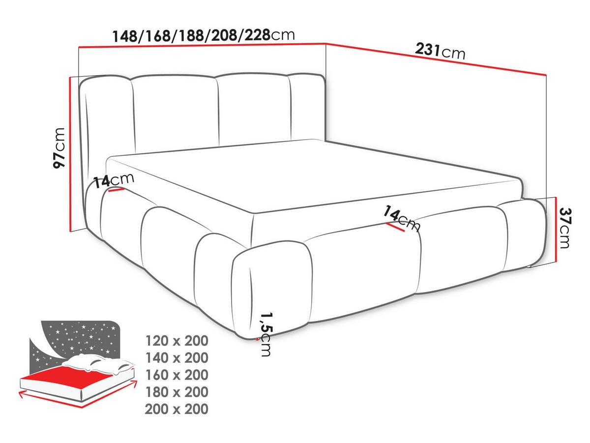 POLSTERBETT Bianco Boucle - Dunkelgrau, Holz/Textil (120/200cm) - MIRJAN24