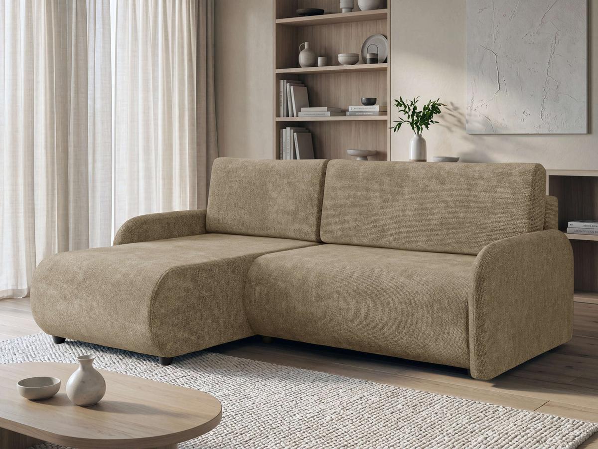 ECKSCHLAFSOFA Nest - Hellbraun/Schwarz, Holz/Kunststoff (233/160cm) - MIRJAN24