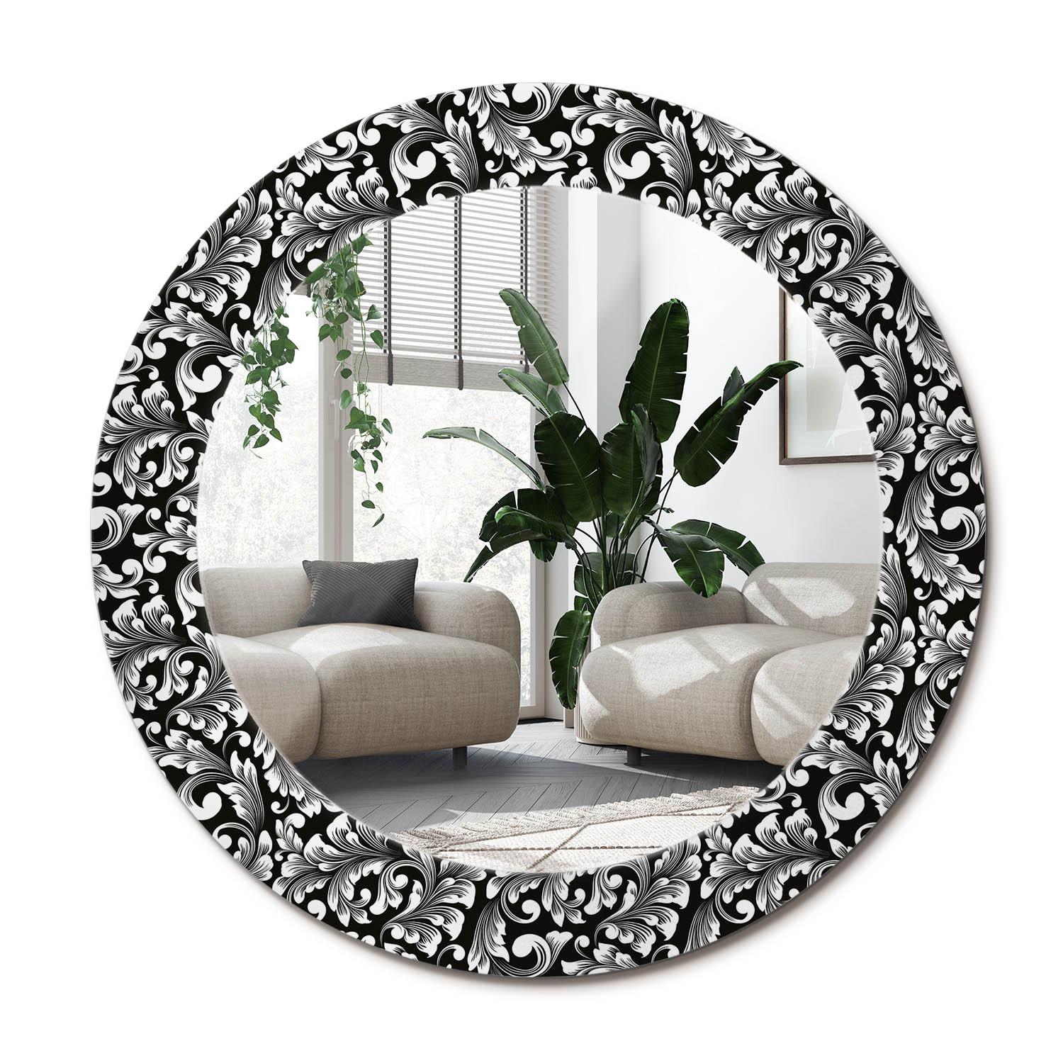 SPIEGEL Rund Ø 60 cm mit Aufdruck - Schwarz/Weiß, Glas (60/60/0.4cm) - Wallfluent