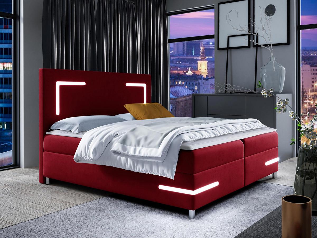 BOXBETT Delos LED - H3 - Rot, Holz (160/200cm) - MIRJAN24
