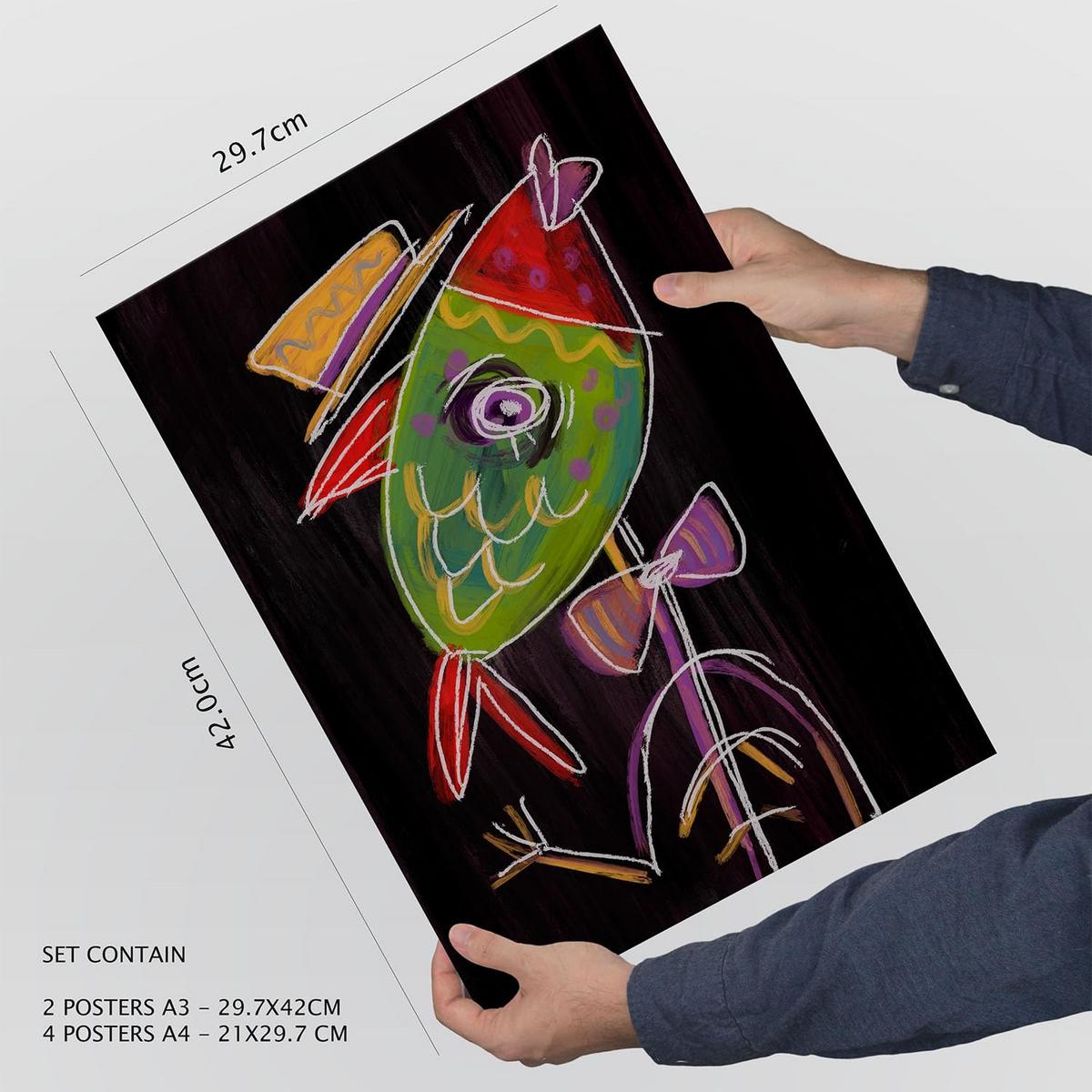 POSTER Set Mit 6 Aufsichtsfang 1 In Tiere Zusammenfassungen A3 & A4 Rahmenlos - Klar, Papier (29/3cm) - Nacnic