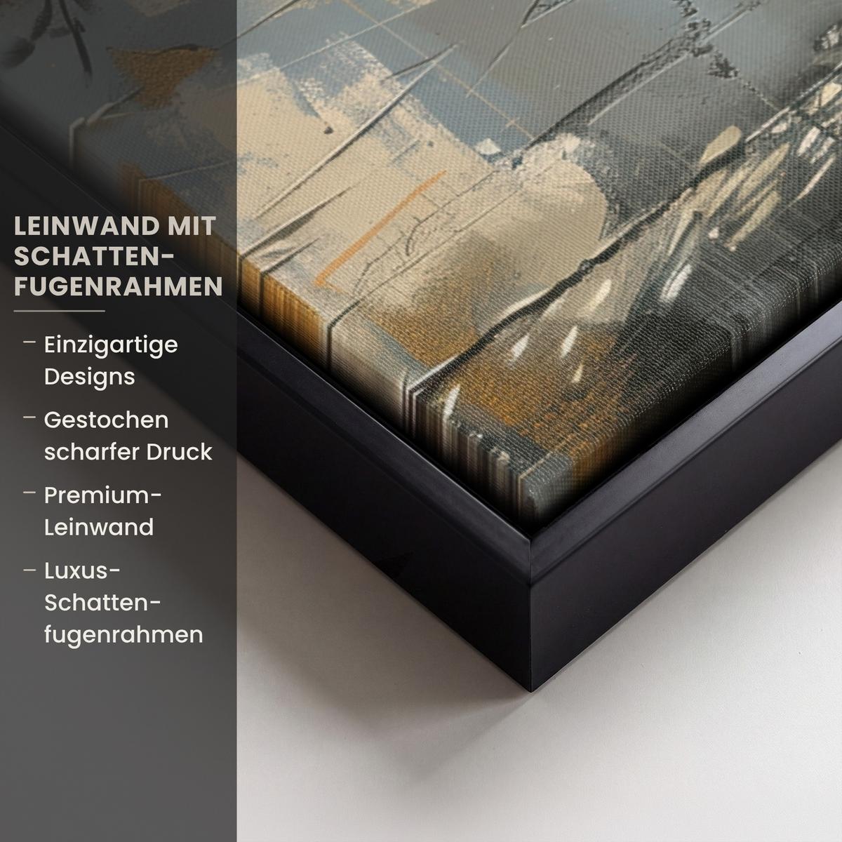 LEINWAND Bilder mit Rahmen - Baum - Graffiti - Banksy-Stil - Ballon-Mädchen - 70x50 - Blaugrau, Textil (70/50cm) - MuchoWow