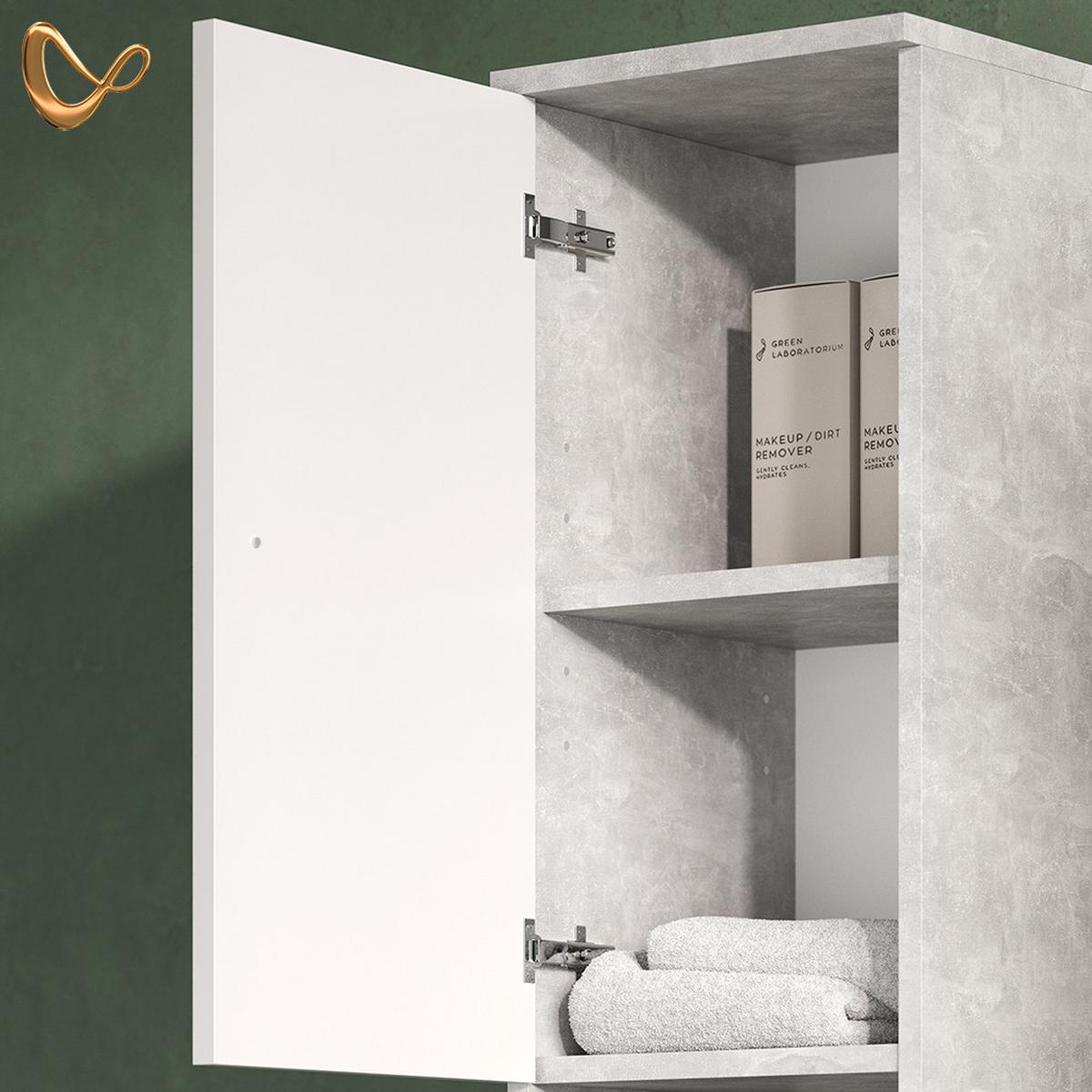 BADSCHRANK Fucino Beton 30 x 190 cm - Grau, Holzwerkstoff (30/190/30cm) - Livinity®