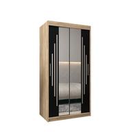 SCHWEBETÜRENSCHRANK 200/100/62 2-türig - Silberfarben/Schwarz, Holz/Kunststoff (100/200/62cm) - Abiks Möbel