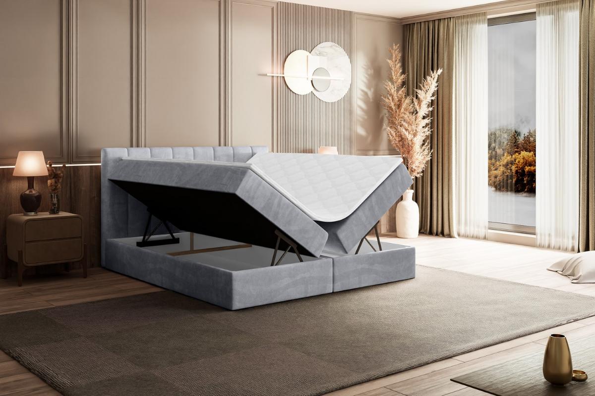 BOXBETT mit Matratze H4 und Lattenrost - OTTA - 140x200 cm - H4 - Hellgrau - Hellgrau, Holzwerkstoff (140/200cm) - ALTDECOR
