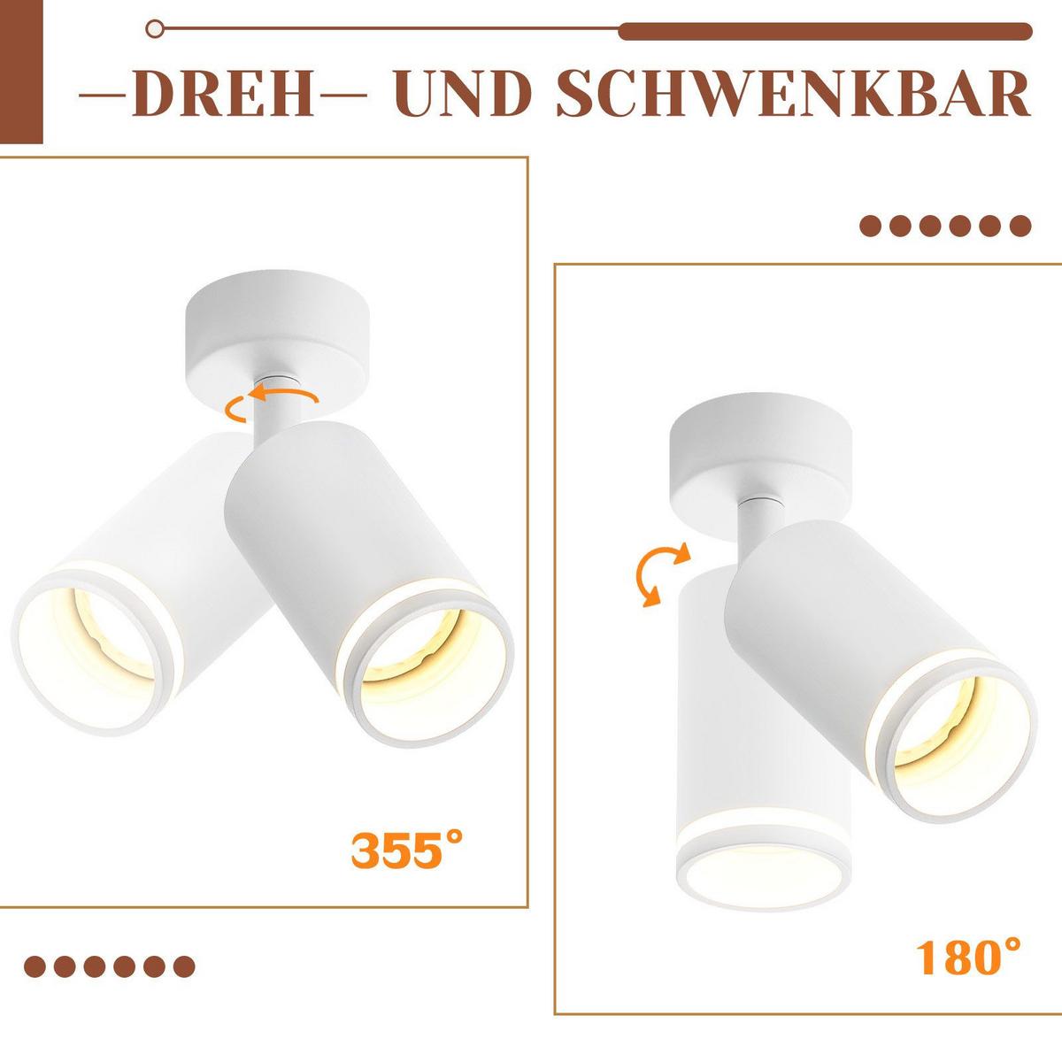 DECKENSTRAHLER Salzuflen 1-flammig 6/6/17 cm - Weiß, Metall (6/6/17cm) - Nettlife
