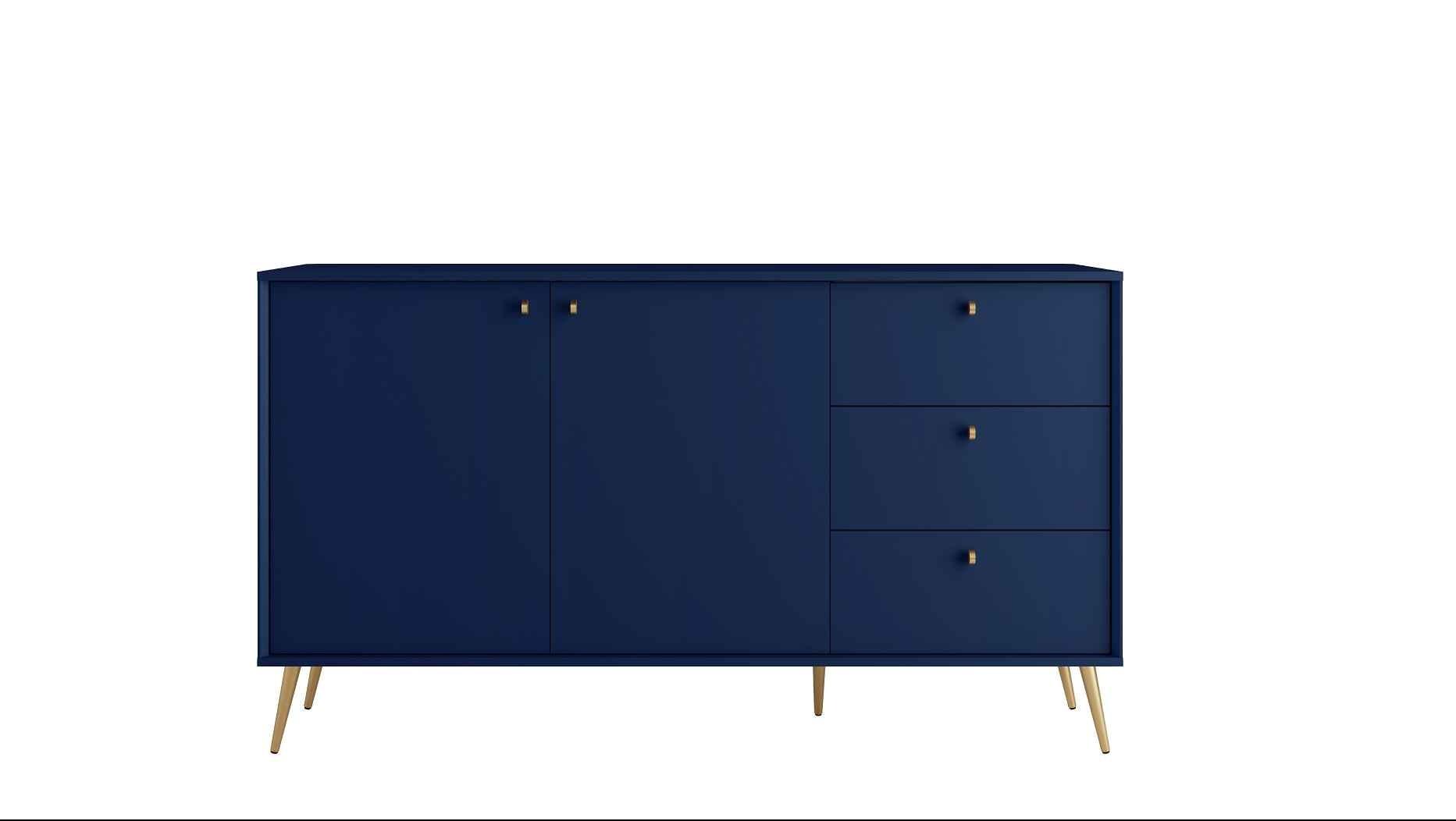 KOMMODE SFERA 156,2/89,2/40,5cm mit 3 Schubladen 2 Türen Blau - Blau, Holzwerkstoff (156.2/89.2/40.5cm) - MASSENO