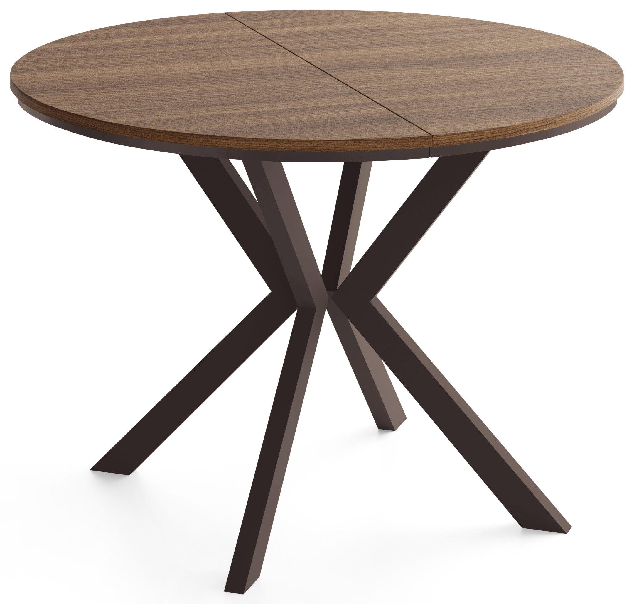 ESSTISCH Valio rund oval ausziehbar verlängerbar mit braunen Metallbeinen, Nussbaum Braun 100-140/100/76 cm - Walnussfarben/Braun, Holzwerkstoff/Metall (100/140/76cm) - WFL GROUP