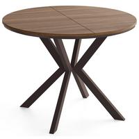 ESSTISCH Valio rund oval ausziehbar verlängerbar mit braunen Metallbeinen, Nussbaum Braun 100-140/100/76 cm - Walnussfarben/Braun, Holzwerkstoff/Metall (100/140/76cm) - WFL GROUP