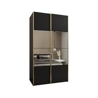 SCHWEBETÜRENSCHRANK 245,5/140/64 2-türig - Goldfarben/Schwarz, Holz/Metall (140/245/64cm) - Abiks Möbel