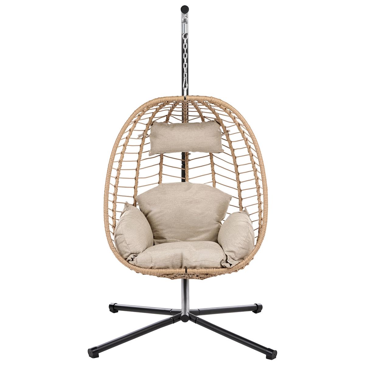HÄNGESESSEL mit Gestell Metall Naturfarben Pallare - Beige/Schwarz, Textil (104/195/102cm) - Beliani