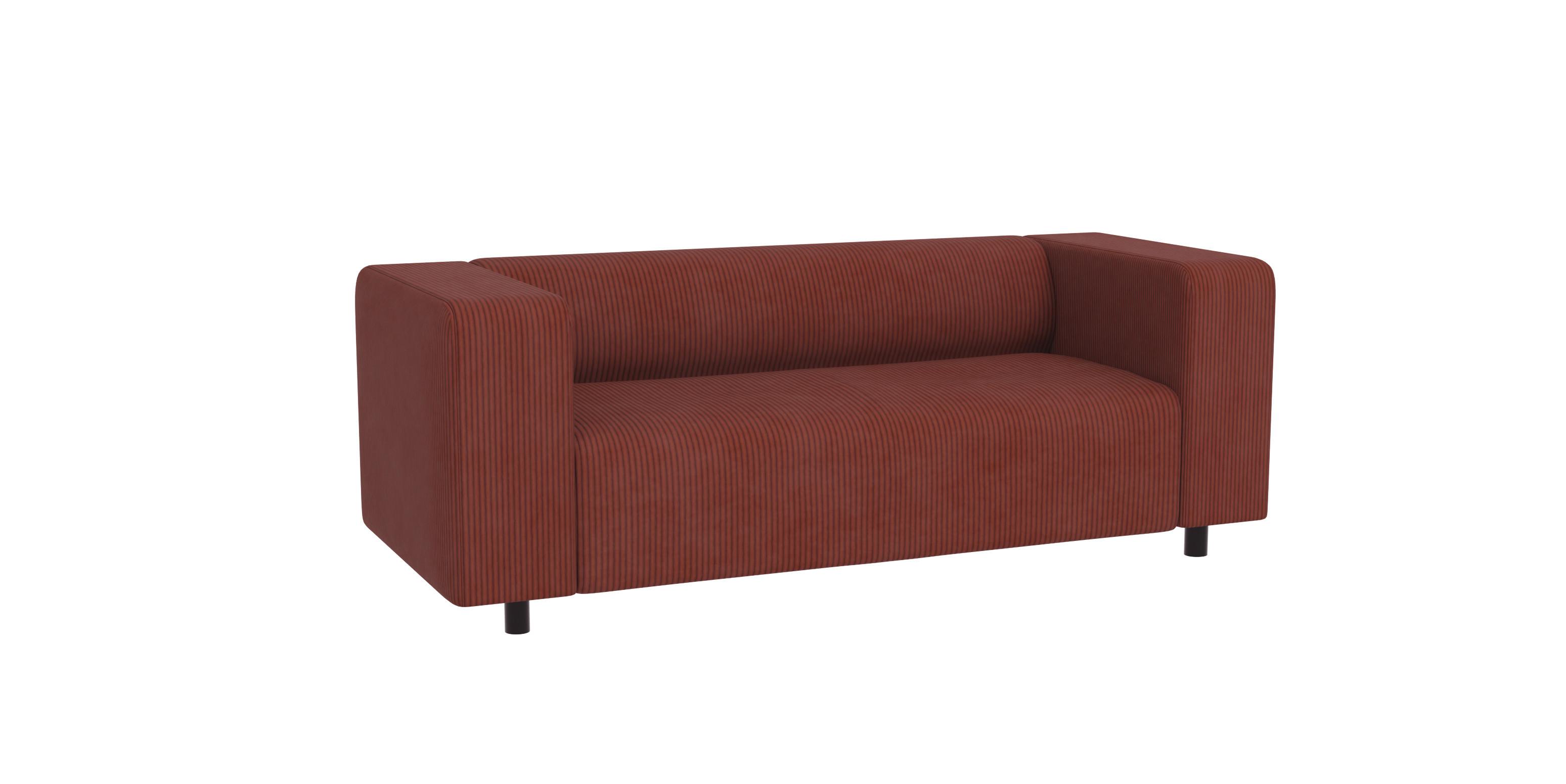 2-SITZER-SOFA Tove Terrakotta Cord - Terracotta/Schwarz, Holz/Kunststoff (151/65/80cm) - S-Style Möbel
