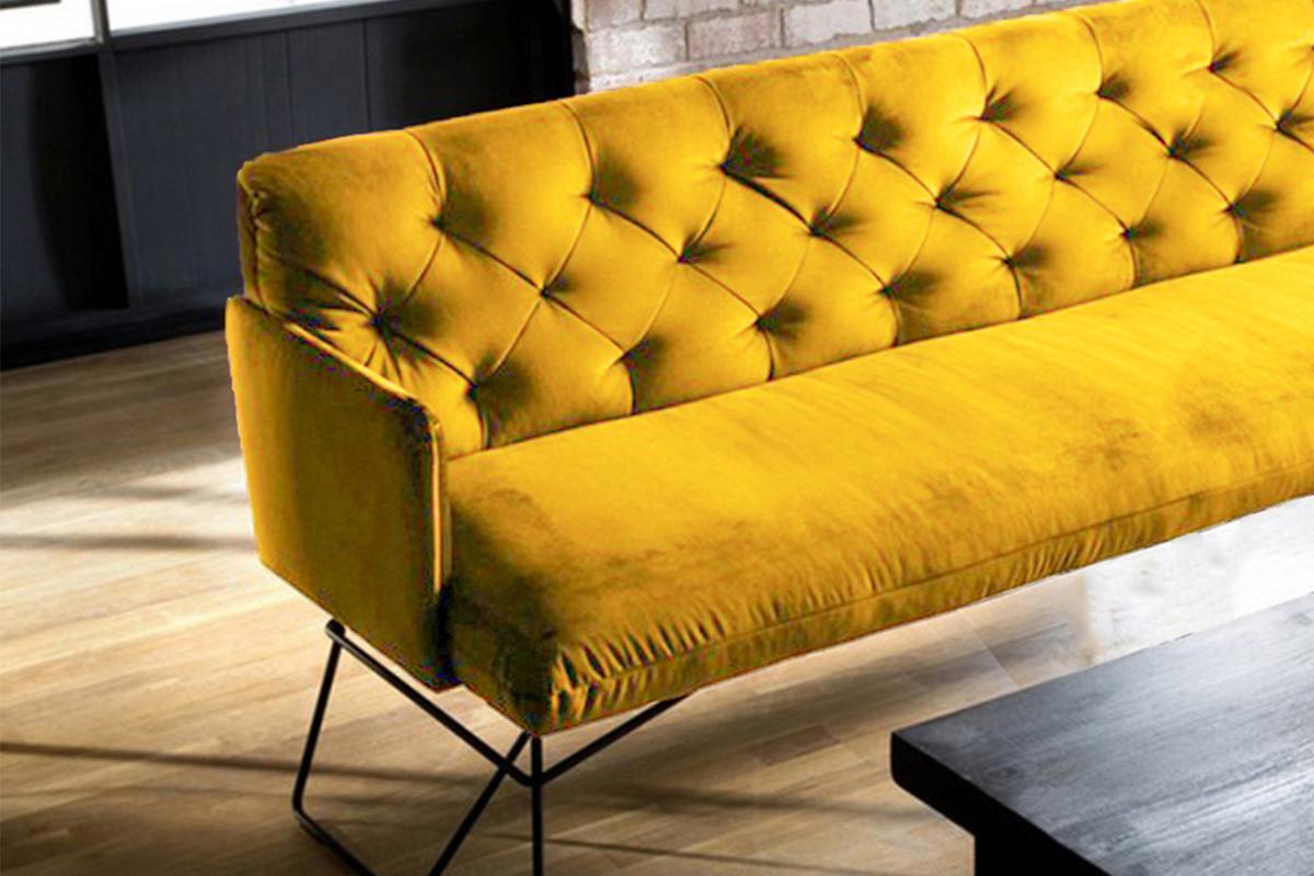 ESSZIMMERBANK CHARME Gelb Velvet - Currygelb/Gelb, Textil (186/85/68cm) - KAWOLA