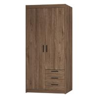 KLEIDERSCHRANK Storicos Eiche Lefkas 89,7/190,5/53 cm - 2T3S Modern mit Schubladen - Braun, Holzwerkstoff/Kunststoff (89.8/190.5/53cm) - AX Living