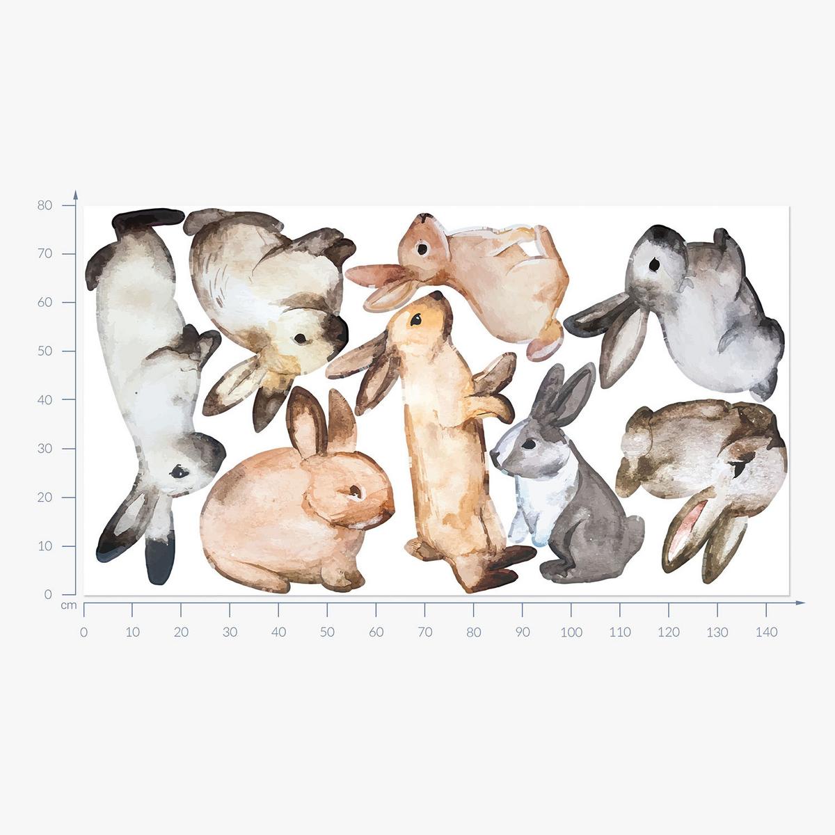 WANDAUFKLEBER 80x145cm - Hasenland - Multicolor, Kunststoff (80/145/0.1cm) - Wallfluent