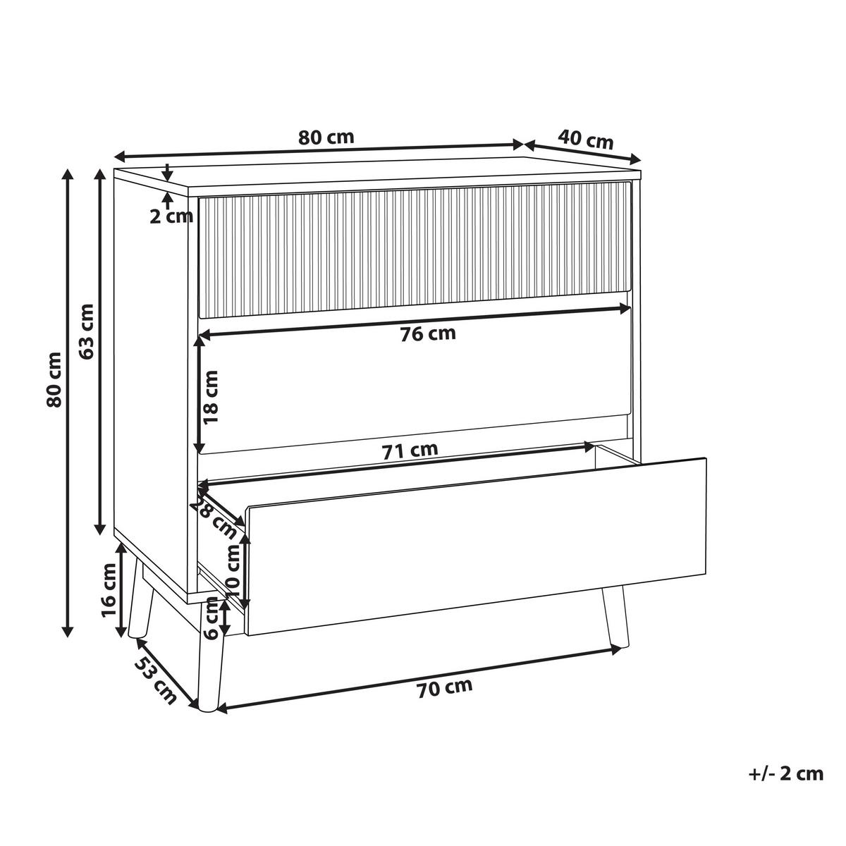 KOMMODE mit 3 Schubladen Hellbraun Wales - Braun, Holzwerkstoff (80/80/40cm) - Beliani