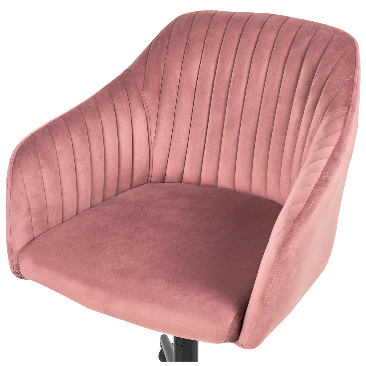 BÜROSTUHL Samtstoff Rosa Venice - Pink/Schwarz, Textil (64/89/64cm) - Beliani