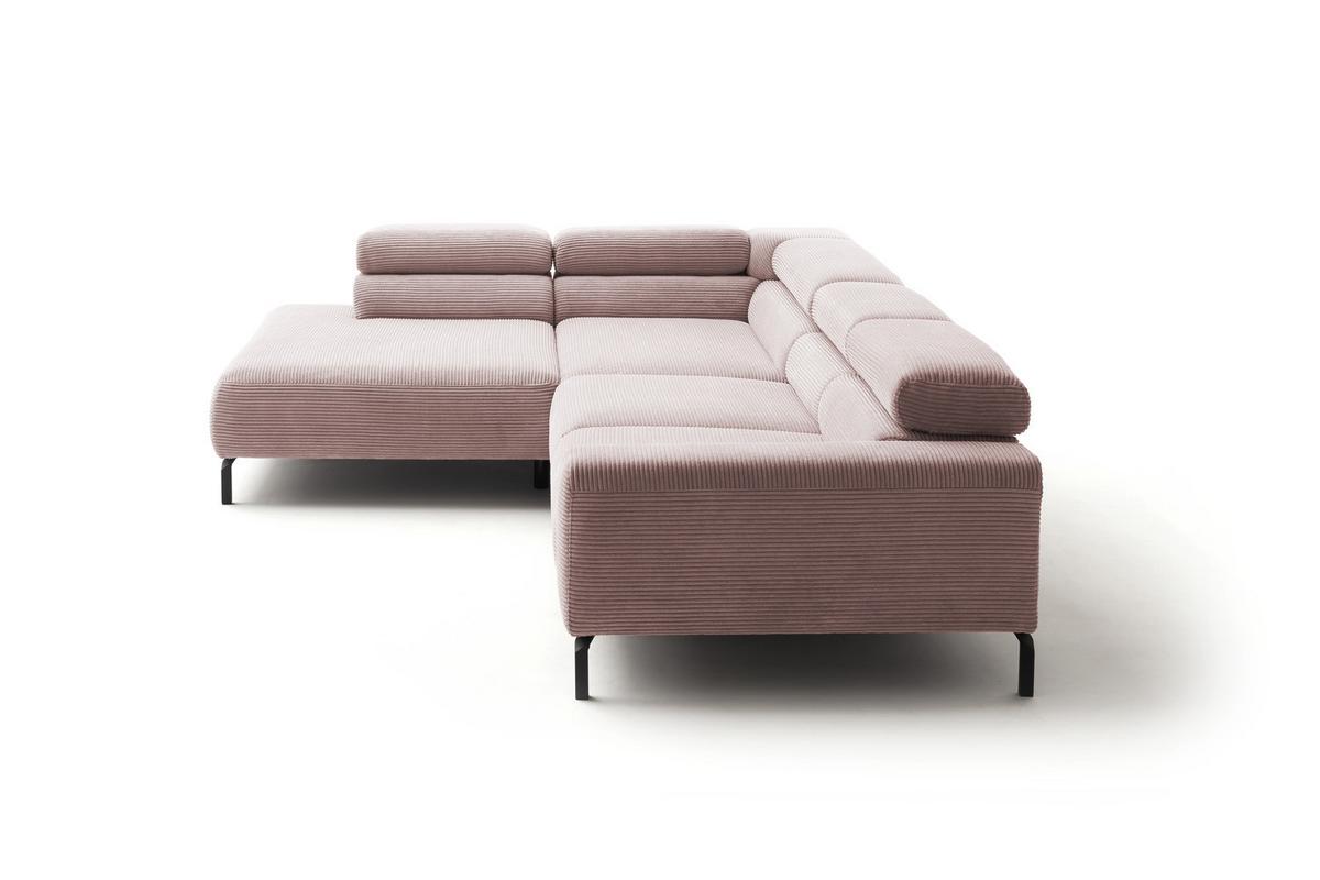 ECKSOFA DELIA Pink Cord - Schwarz/Rosa, Textil/Metall (276/219cm) - KAWOLA