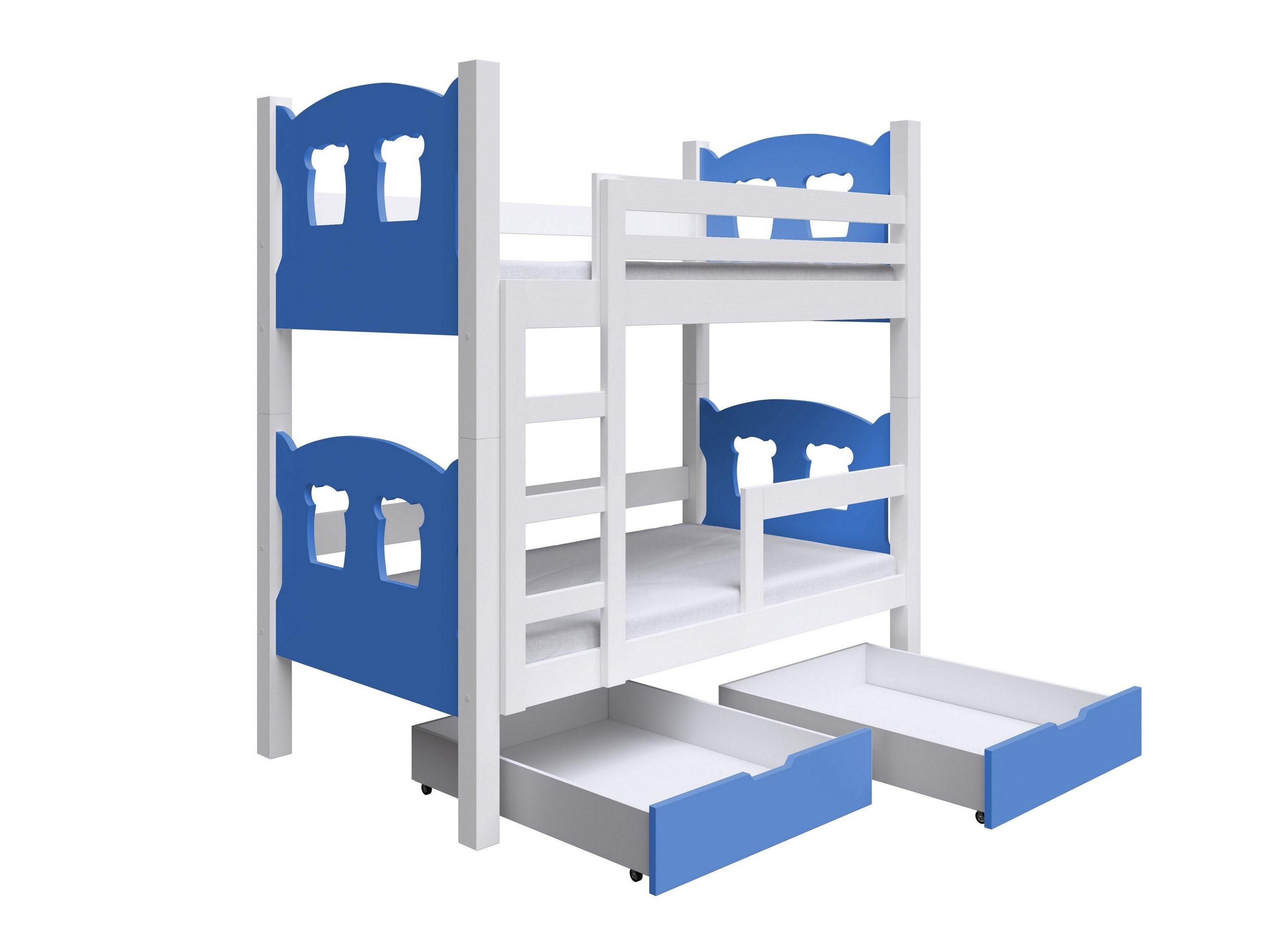 ETAGENBETT LEONE mit Bettkasten 80x180 cm Weiß - Blau/Weiß, Holz (80/180cm) - MASSENO