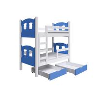 ETAGENBETT LEONE mit Bettkasten 80x180 cm Weiß - Blau/Weiß, Holz (80/180cm) - MASSENO