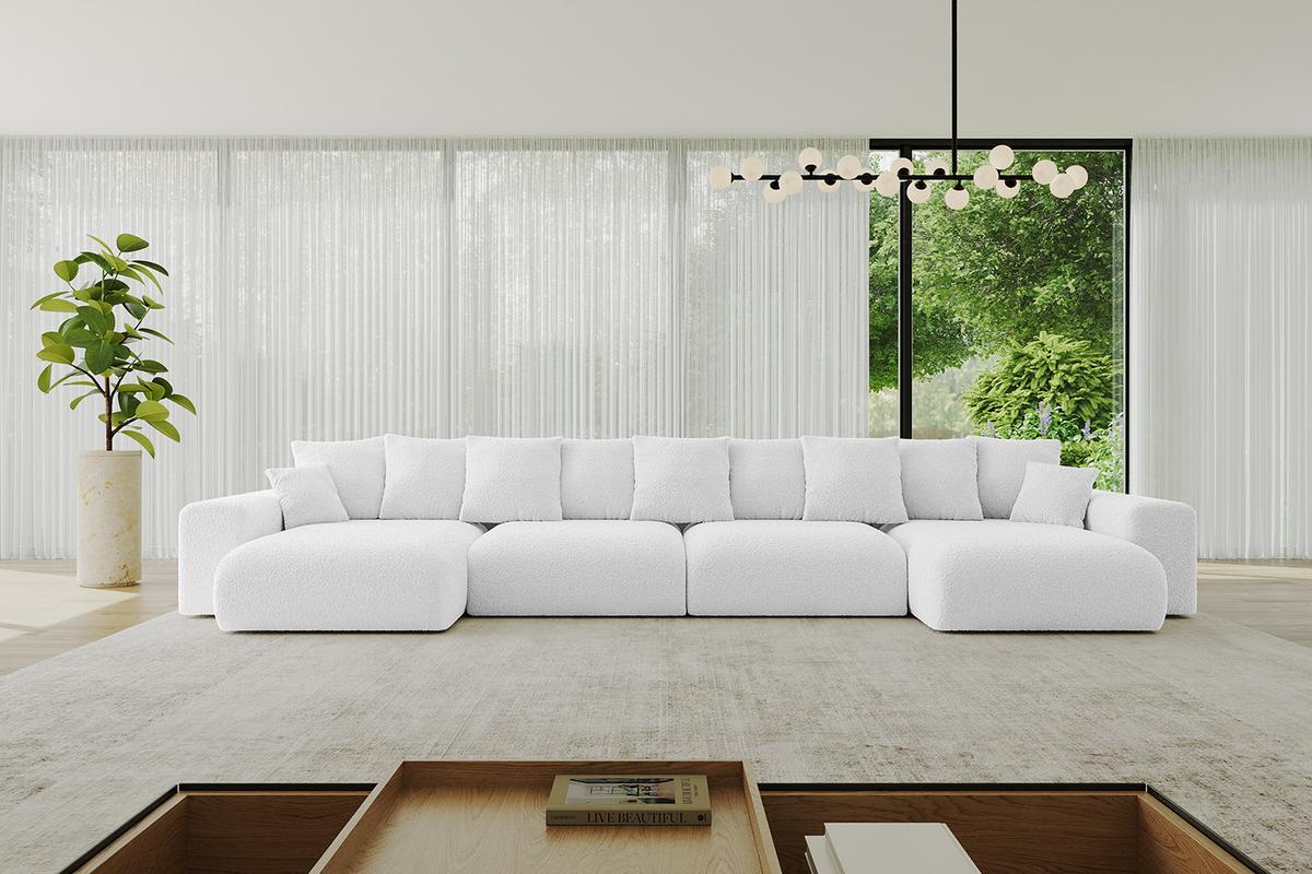 WOHNLANDSCHAFT mit Schlaffunktion ESKAR-U2-464x176x72cm Weiß - Weiß, Holzwerkstoff/Kunststoff (176/72/464cm) - ALTDECOR