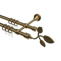 GARDINENSTANGE Primus Alessia 160 cm, 2-läufig, 16 mm Ø Messing Antik - Messingfarben/Bronzefarben, Metall (160cm) - INTERDECO