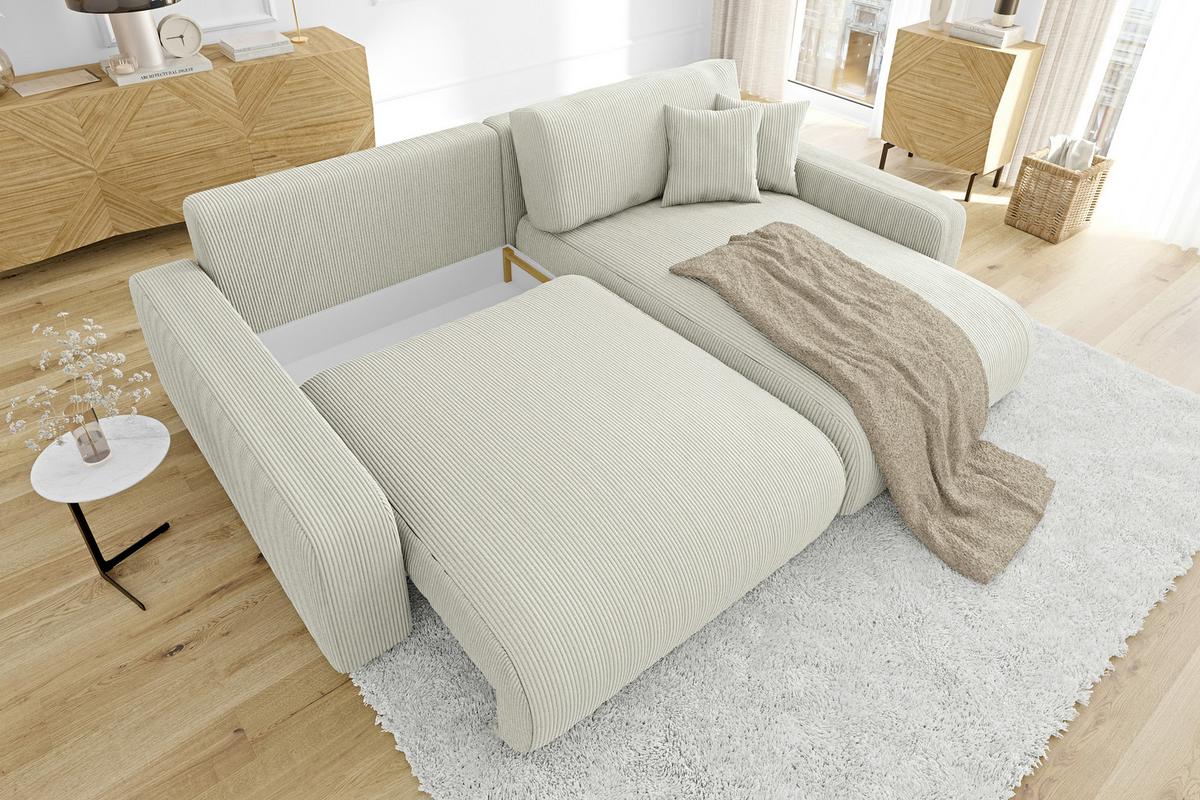 ECKSOFA Emma Beige Cord - Ottomane rechts - Beige, Textil (234/170cm) - S-Style Möbel