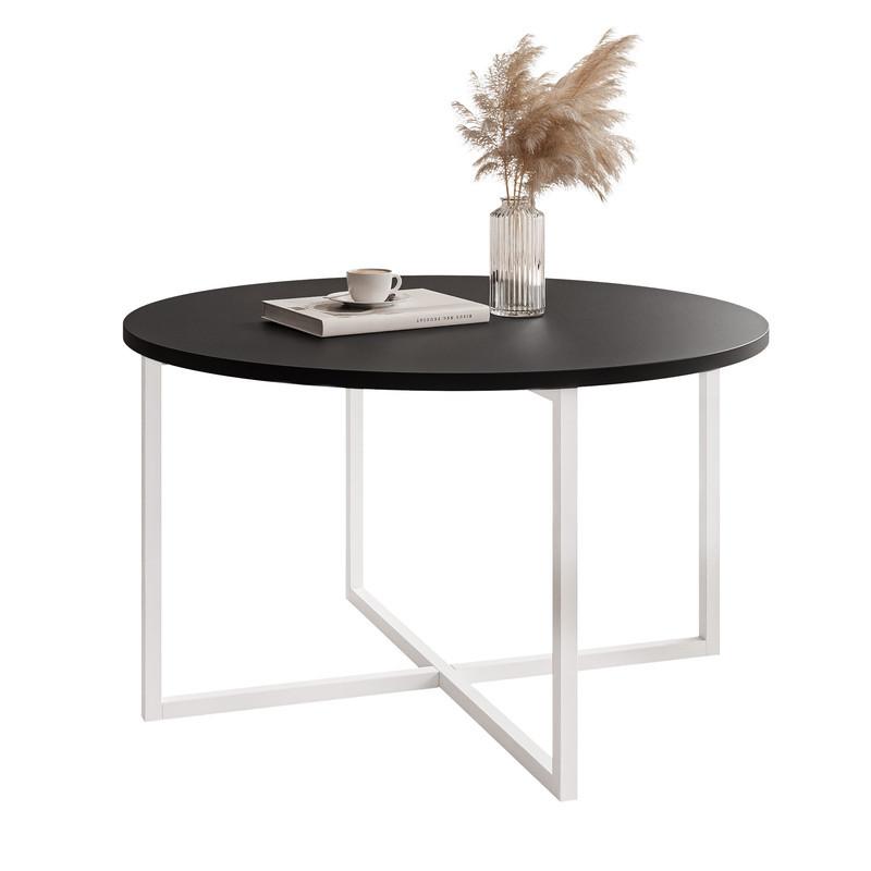 COUCHTISCH BESARO 75/47 cm runden, Weiß / Schwarz - Schwarz/Weiß, Metall (75/75/47cm) - Idohome