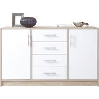 KOMMODE VANO 140/84/40cm mit 4 Schubladen 2 Türen Eichefarben - Weiß/Sonoma Eiche, Holzwerkstoff (140/84/40cm) - MASSENO