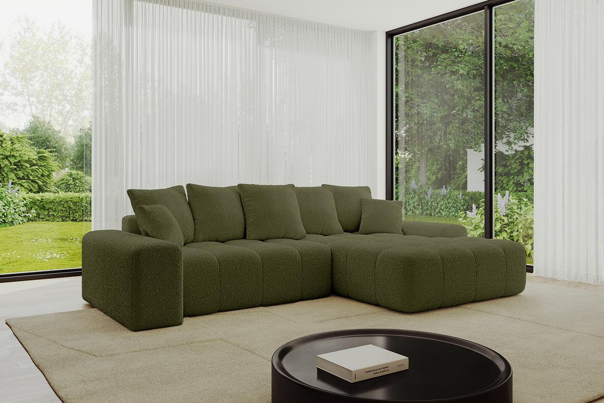 ECKSOFA Ottomane Rechts ENSI-L - 267x164x69 cm Olivgrün - Olivgrün, Holzwerkstoff/Kunststoff (164/267cm) - ALTDECOR