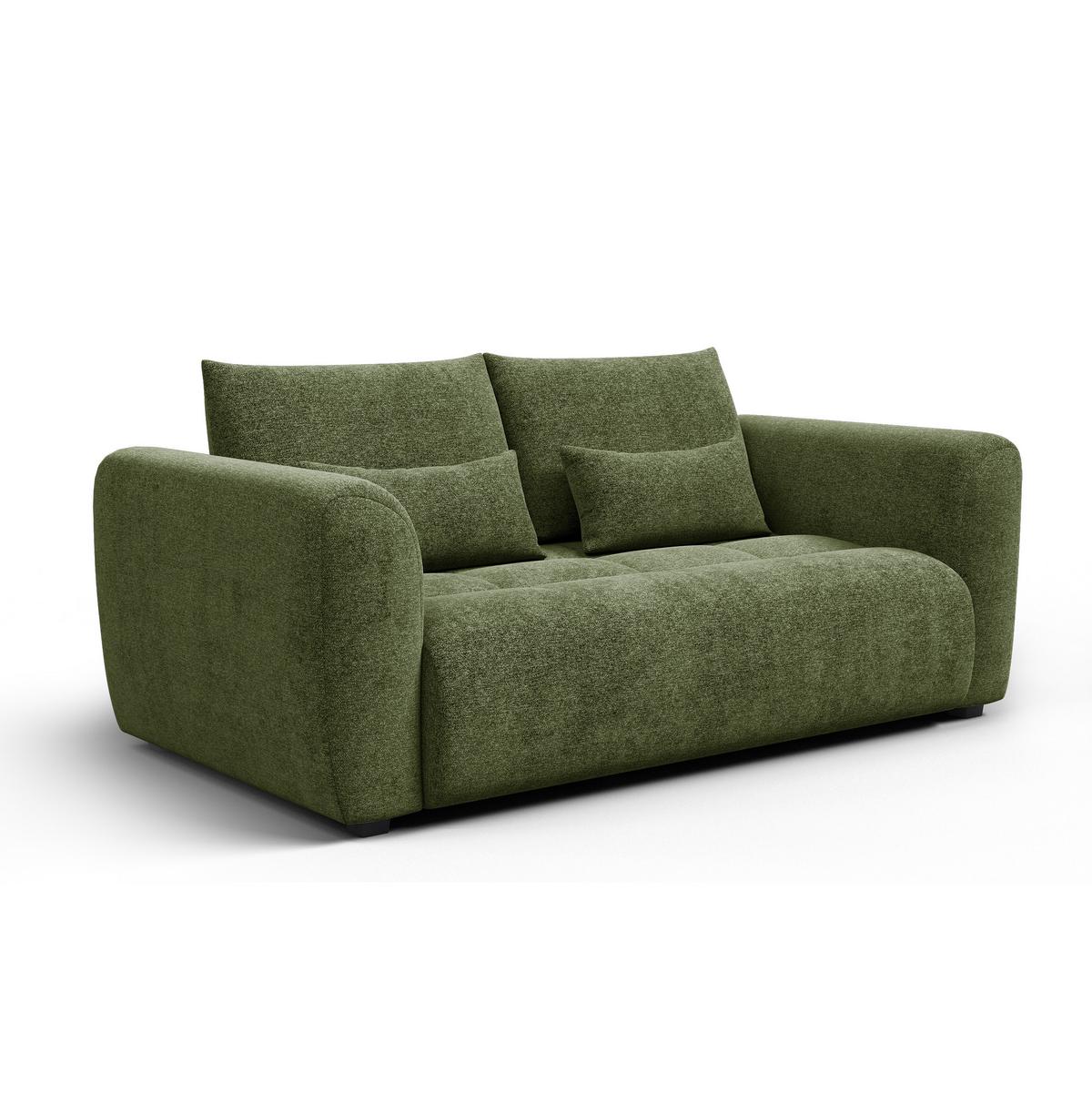 SOFA SORENO 3-Sitzer, dunkelgrün - Dunkelgrün/Schwarz, Holz/Textil (214/94/114cm) - Wozimo