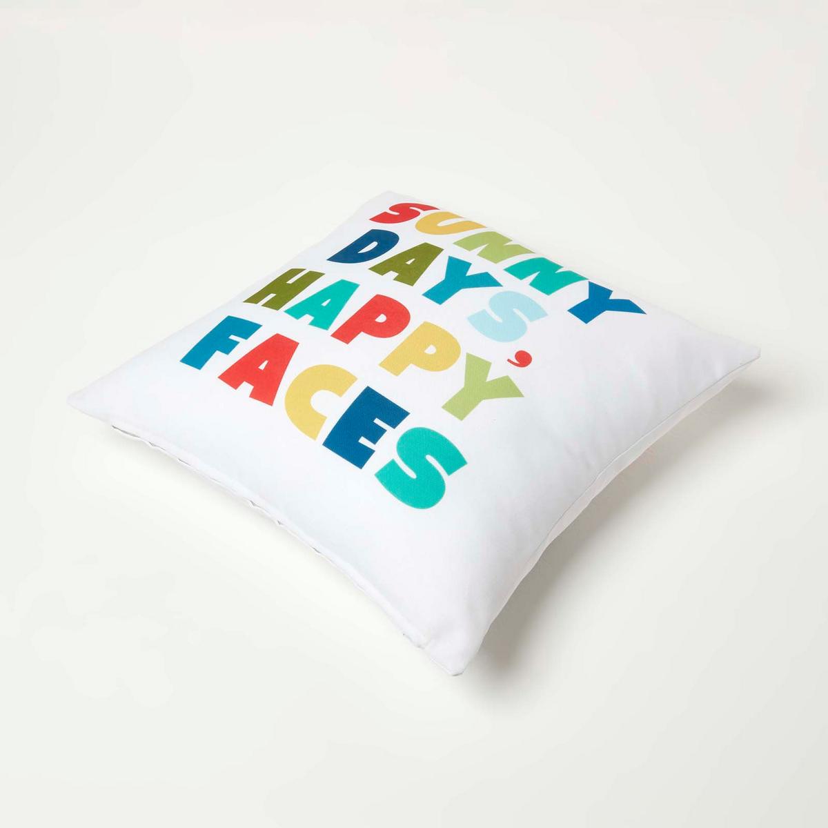 OUTDOOR-KISSEN 2er-Set 45/45 cm – Sunny Days, Happy Faces - Multicolor, Textil (45/45cm) - Homescapes
