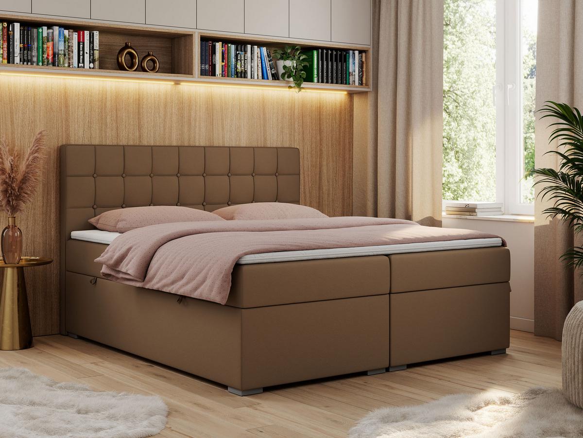 BOXBETT CARMEN 140/200 Braun Kunstleder - H3 - Braun, Holz/Textil (140/200cm) - MKS