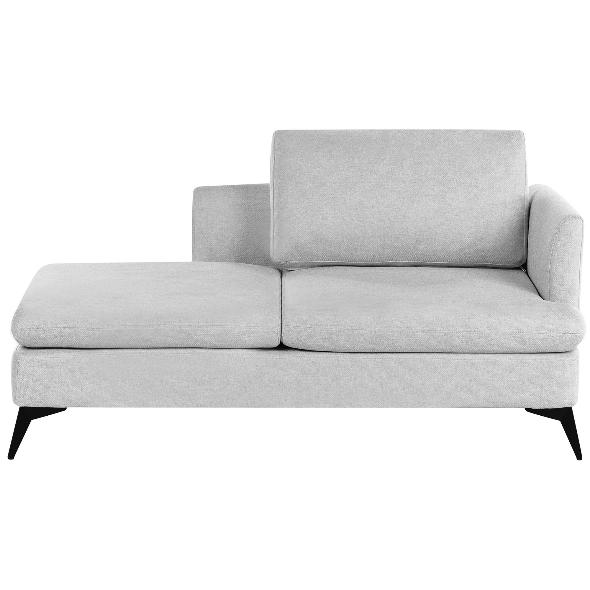 CHAISELONGUE-RECHTSSEITIGE Stoff Hellgrau Sievoz - Hellgrau/Schwarz, Textil (155/84/85cm) - Beliani