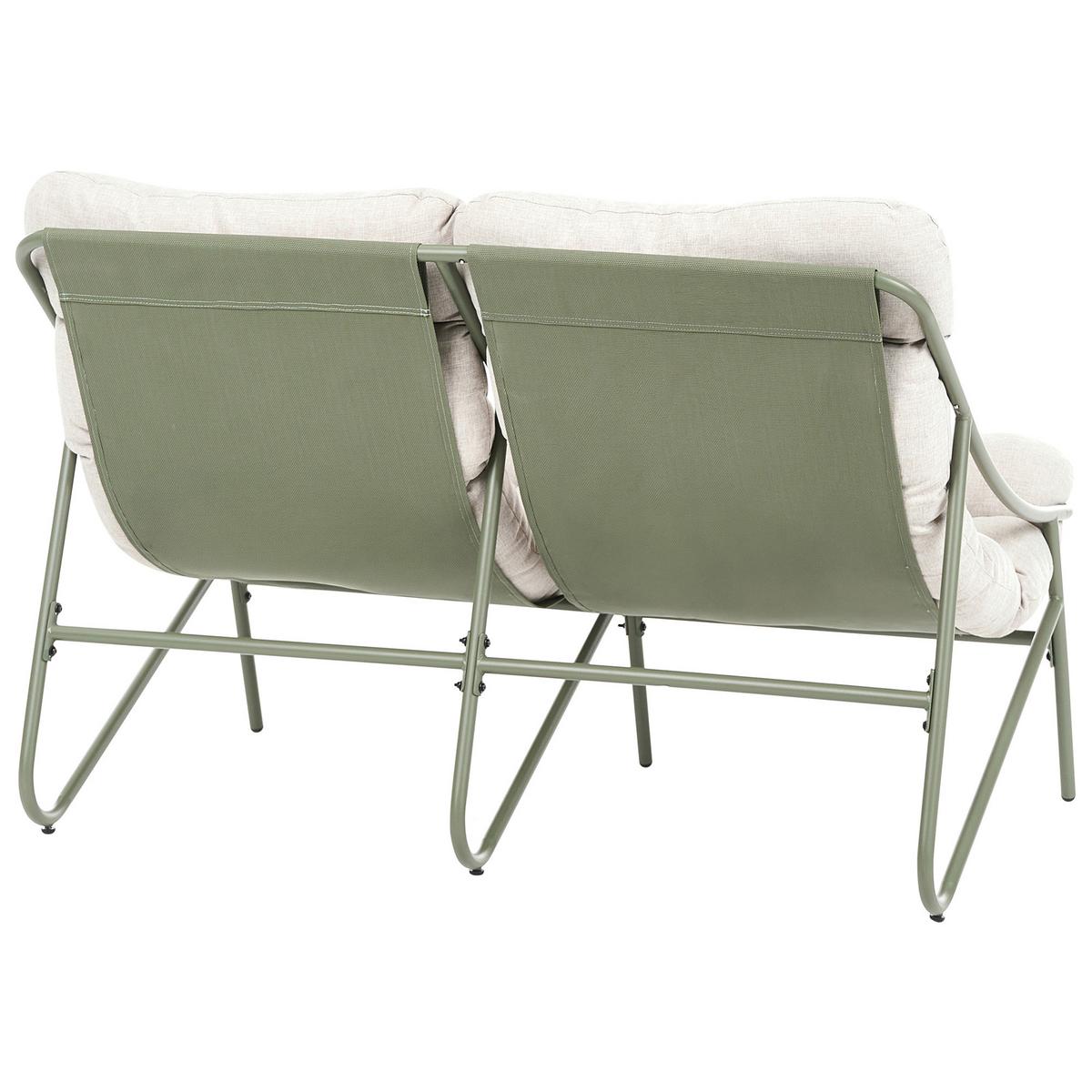 LOUNGE-SET mit Tisch 4-Sitzer Metall Beige/Grün Molveno - Beige/Grün, Metall - Beliani