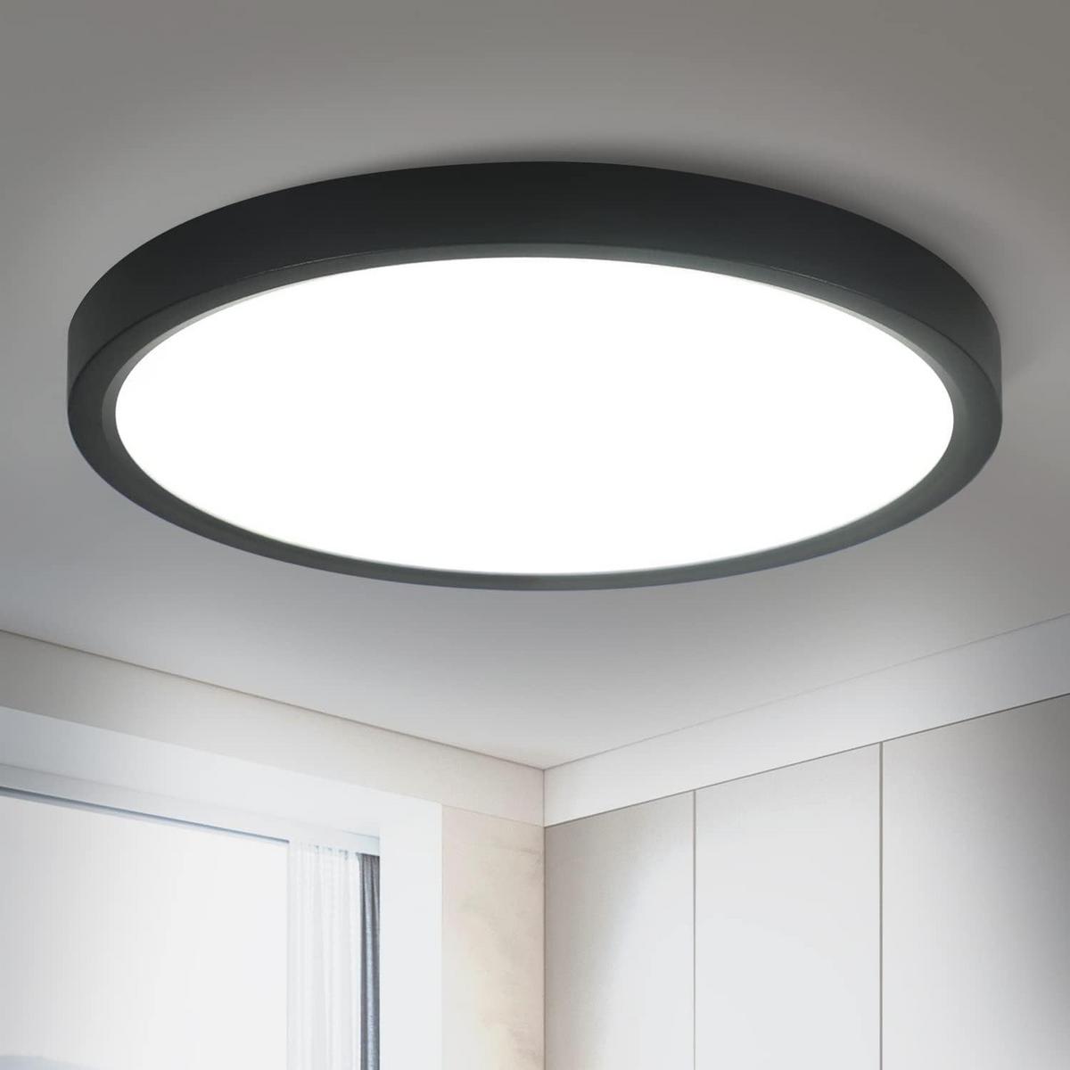 LED-DECKENLEUCHTE Lohnzahn 23.0/2.5/23.0 cm - Schwarz, Kunststoff (23/23/2.5cm) - ZMH