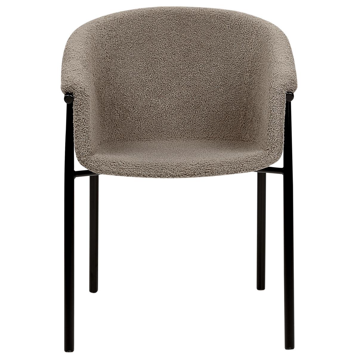 ESSZIMMERSTUHL 2er-Set Bouclé taupe/schwarz Ames - Beige/Schwarz, Textil (59/80/56cm) - Beliani