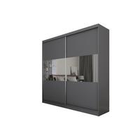 SCHWEBETÜRENSCHRANK ROSALIA 200/216/61 cm 2-türig mit Spiegel Grau - Grau, Holzwerkstoff (200/216/61cm) - MASSENO