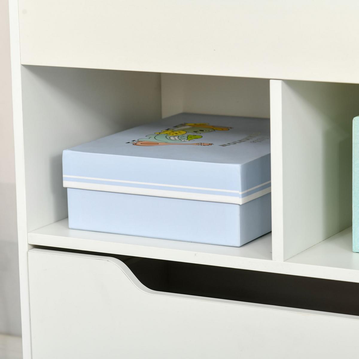 KINDERBÜCHERREGAL - Weiß, Holzwerkstoff (29.9/90/60cm) - HOMCOM