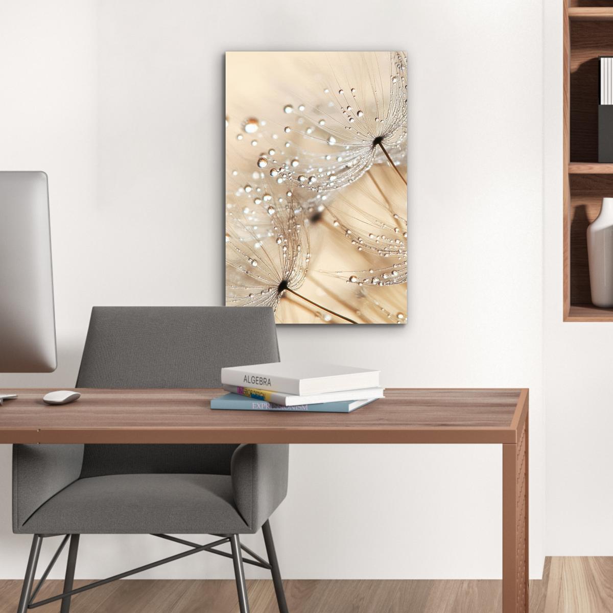 METALLBILD Löwenzahn - Abstrakt - Natur - Beige Deko Schlafzimmer 40x60 cm - Braun, Metall (40/60cm) - MuchoWow