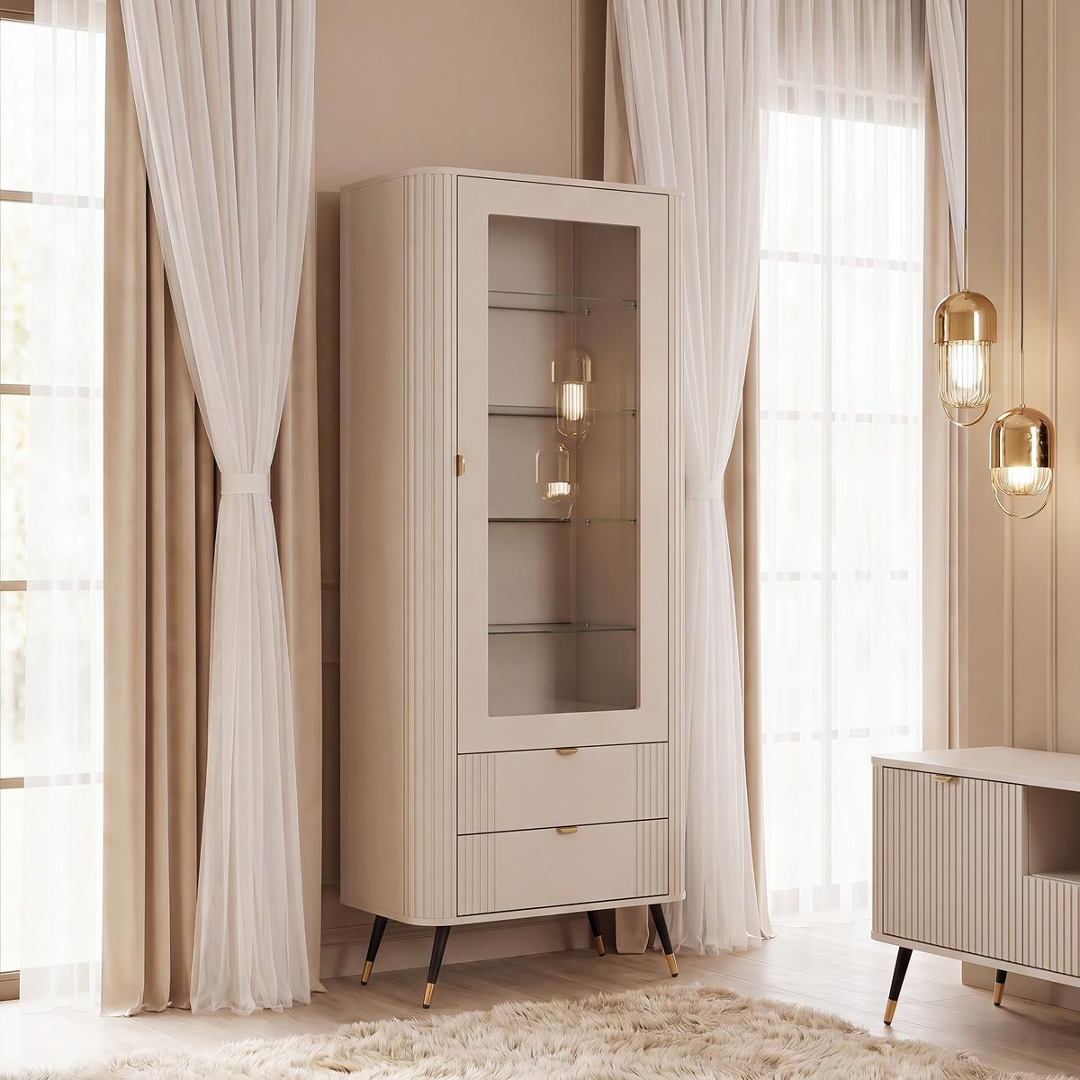 VITRINE AURA in Kaschmir 78/40/193 cm - Kaschmir, Holzwerkstoff (78/193/40cm) - Idohome