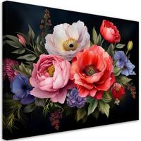 WANDBILD blumenstrauß farbig - Multicolor, Textil (60/40cm) - Feeby